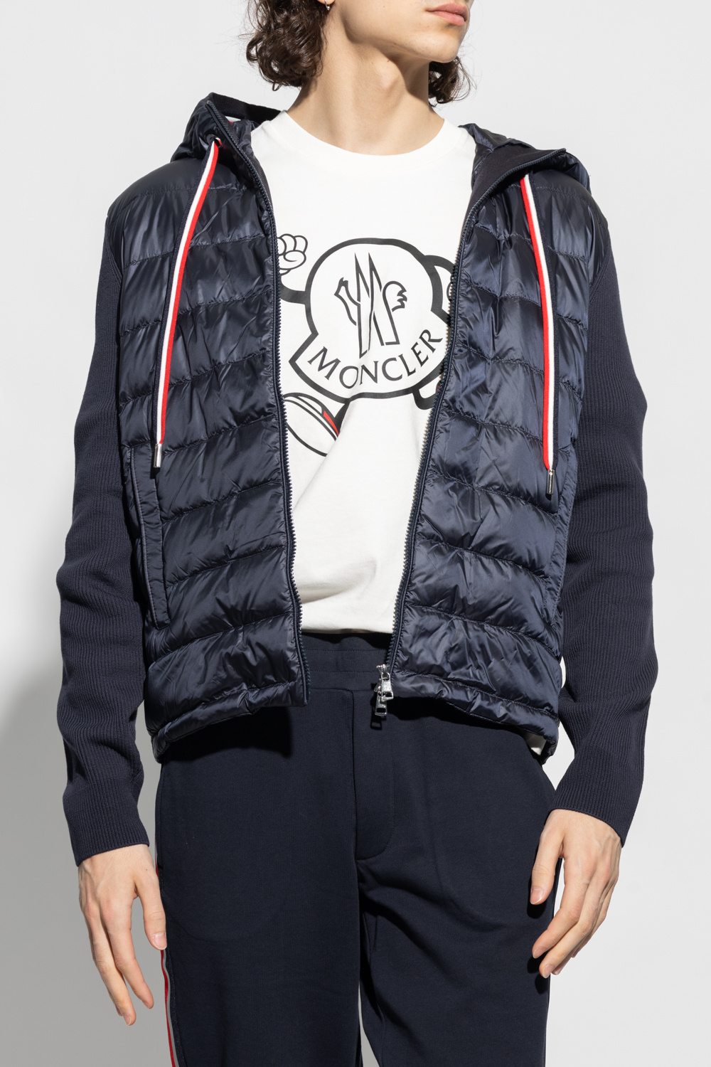 Navy blue Cardigan with quilted front Moncler SchaferandweinerShops Japan Fred Perry Panelled Track Jacket